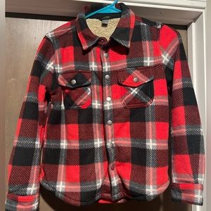 Eddie Bauer Kids Plaid Fleece Sherpa-Lined Shirt Jacket